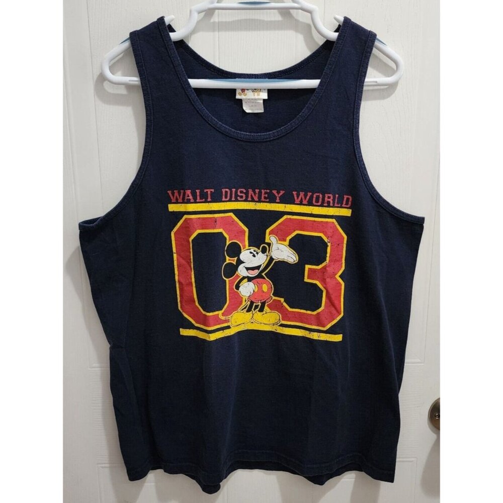 VTG Walt Disney World Blue Mickey Mouse 03 Graphic Tank Top Adult Size Large